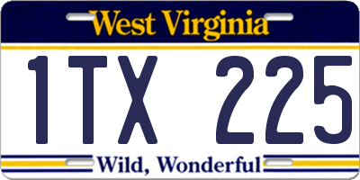 WV license plate 1TX225