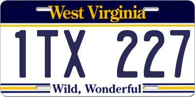 WV license plate 1TX227