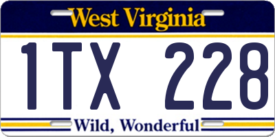 WV license plate 1TX228