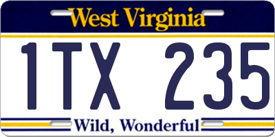 WV license plate 1TX235