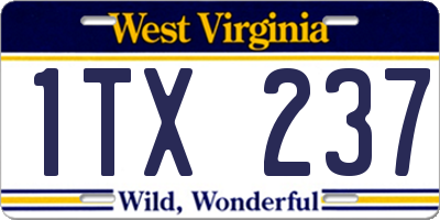 WV license plate 1TX237
