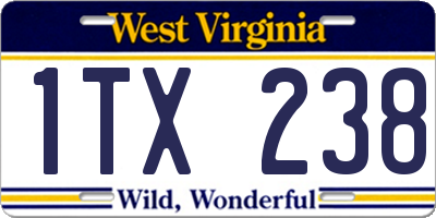 WV license plate 1TX238