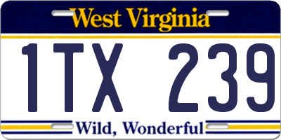 WV license plate 1TX239