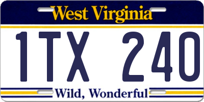 WV license plate 1TX240
