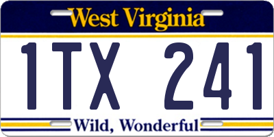 WV license plate 1TX241