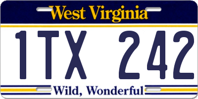 WV license plate 1TX242