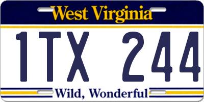 WV license plate 1TX244