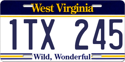 WV license plate 1TX245