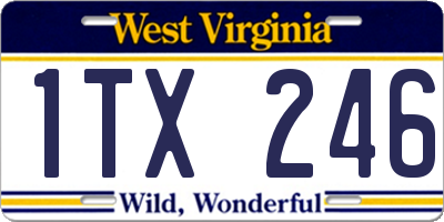 WV license plate 1TX246