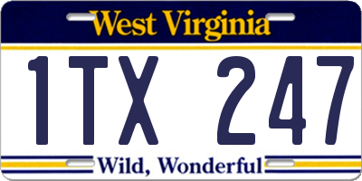 WV license plate 1TX247