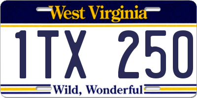 WV license plate 1TX250