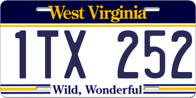WV license plate 1TX252