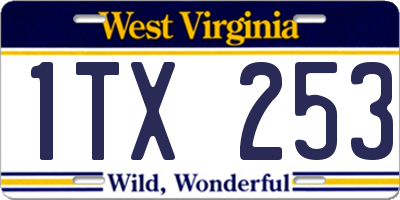 WV license plate 1TX253