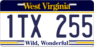 WV license plate 1TX255
