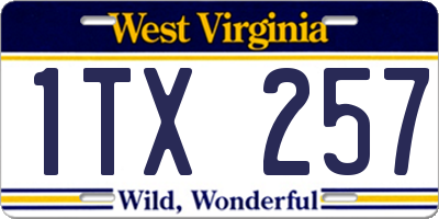 WV license plate 1TX257