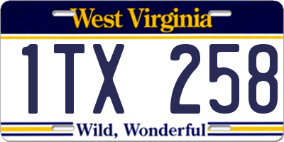 WV license plate 1TX258