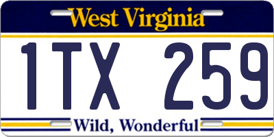 WV license plate 1TX259