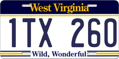 WV license plate 1TX260