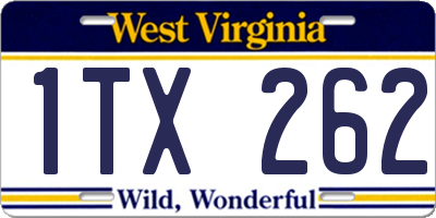 WV license plate 1TX262