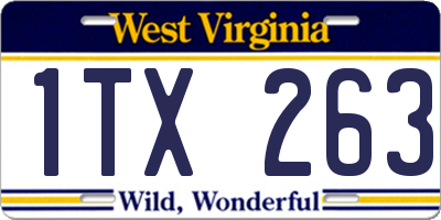 WV license plate 1TX263