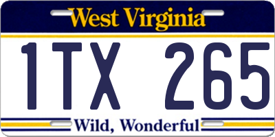 WV license plate 1TX265