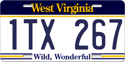 WV license plate 1TX267