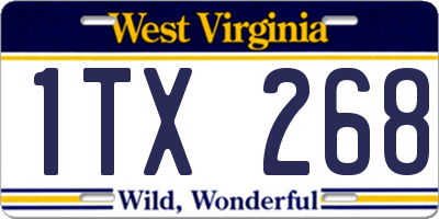 WV license plate 1TX268