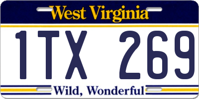 WV license plate 1TX269