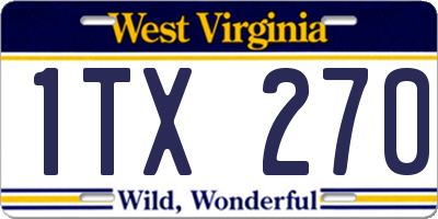 WV license plate 1TX270