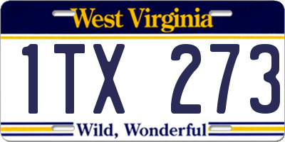 WV license plate 1TX273