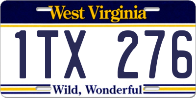 WV license plate 1TX276