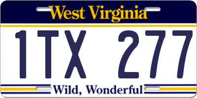 WV license plate 1TX277