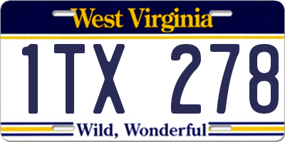 WV license plate 1TX278
