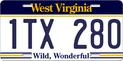 WV license plate 1TX280