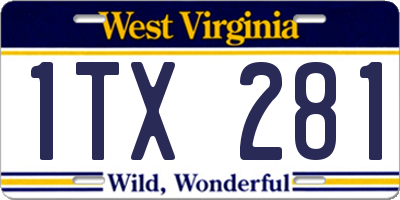 WV license plate 1TX281