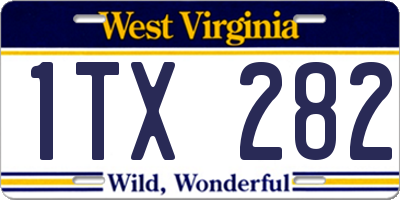 WV license plate 1TX282