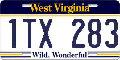 WV license plate 1TX283