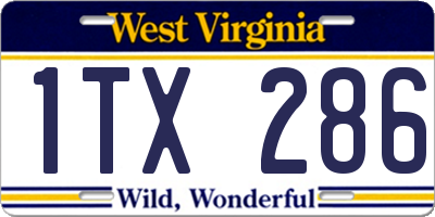 WV license plate 1TX286