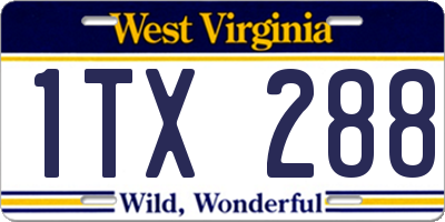 WV license plate 1TX288
