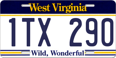 WV license plate 1TX290