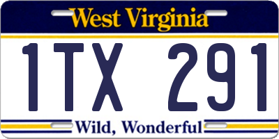 WV license plate 1TX291