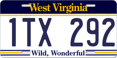 WV license plate 1TX292