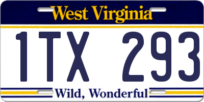 WV license plate 1TX293