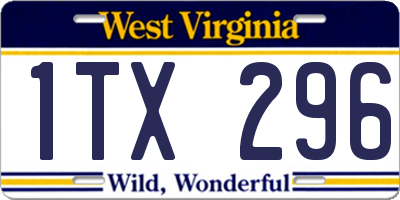 WV license plate 1TX296