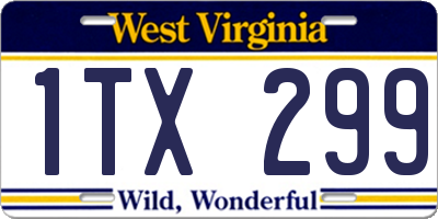 WV license plate 1TX299