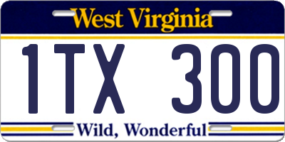 WV license plate 1TX300