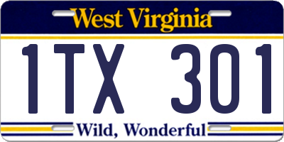 WV license plate 1TX301