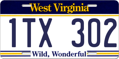 WV license plate 1TX302