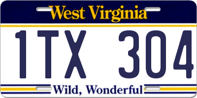 WV license plate 1TX304
