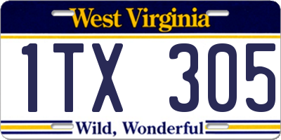 WV license plate 1TX305